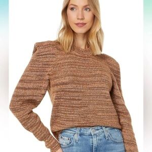 Madewell Space Dye Paros Ruffle Sleeve Wool + Alpaca Crew Knit Sweater NEW